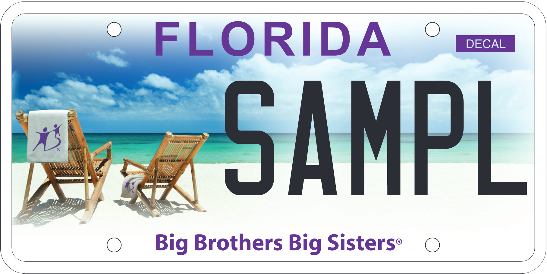 Big Brothers Big Sisters Florida license plate graphic