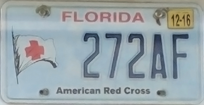 discontinued American Red Cross Florida license plate