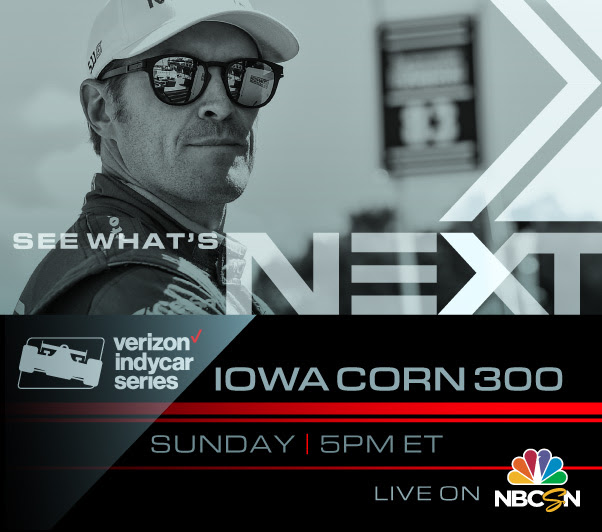 Iowa IndyCar race on Sunday evening televised by NBC Sports